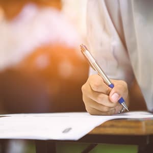 person taking a test