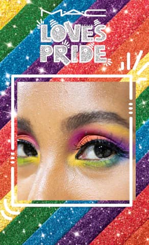 woman wearing rainbow eyeshadow
