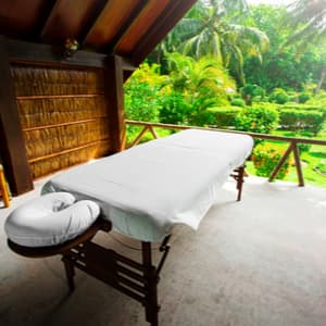 Massage table at a tropical resort