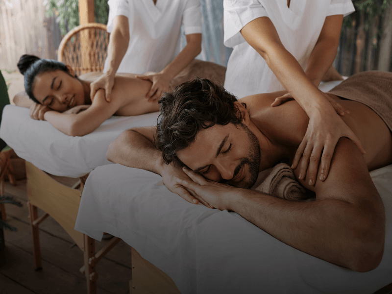 people getting massages at a spa